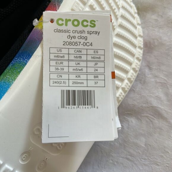 Copy Crocs Platform Classic Crush Spray Dye  Black Rainbow Slip On Shoes M 6 W 8 - Picture 8 of 10
